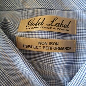 Round Tree Yorke Gold Label Men XL Shirt Long Sleeve Non Iron Glen Check Cotton